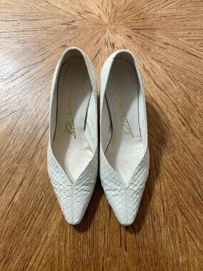 Vintage Thomas Wallace Cream Snakeskin Shoes